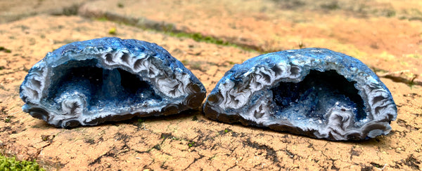 Blue Dyed Agate Occo Geode Pair - Willow Tree Soul Gifts - 1