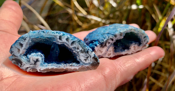 Blue Dyed Agate Occo Geode Pair - Willow Tree Soul Gifts - 4